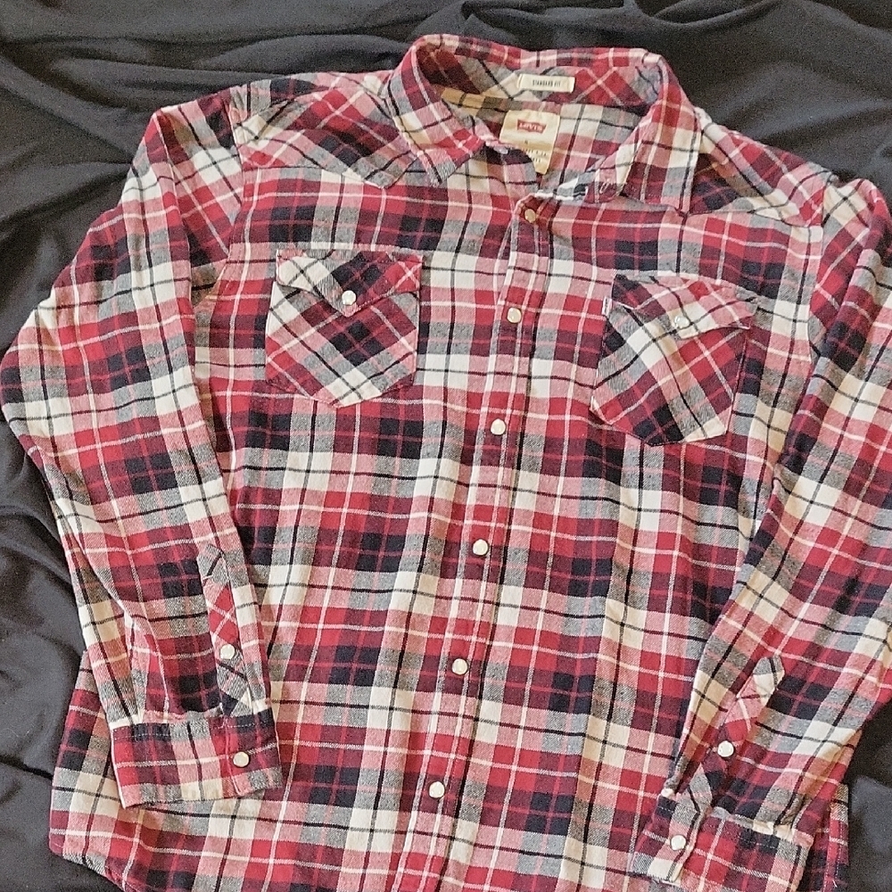 Levi's Red and Black Casual Button Down Shirt